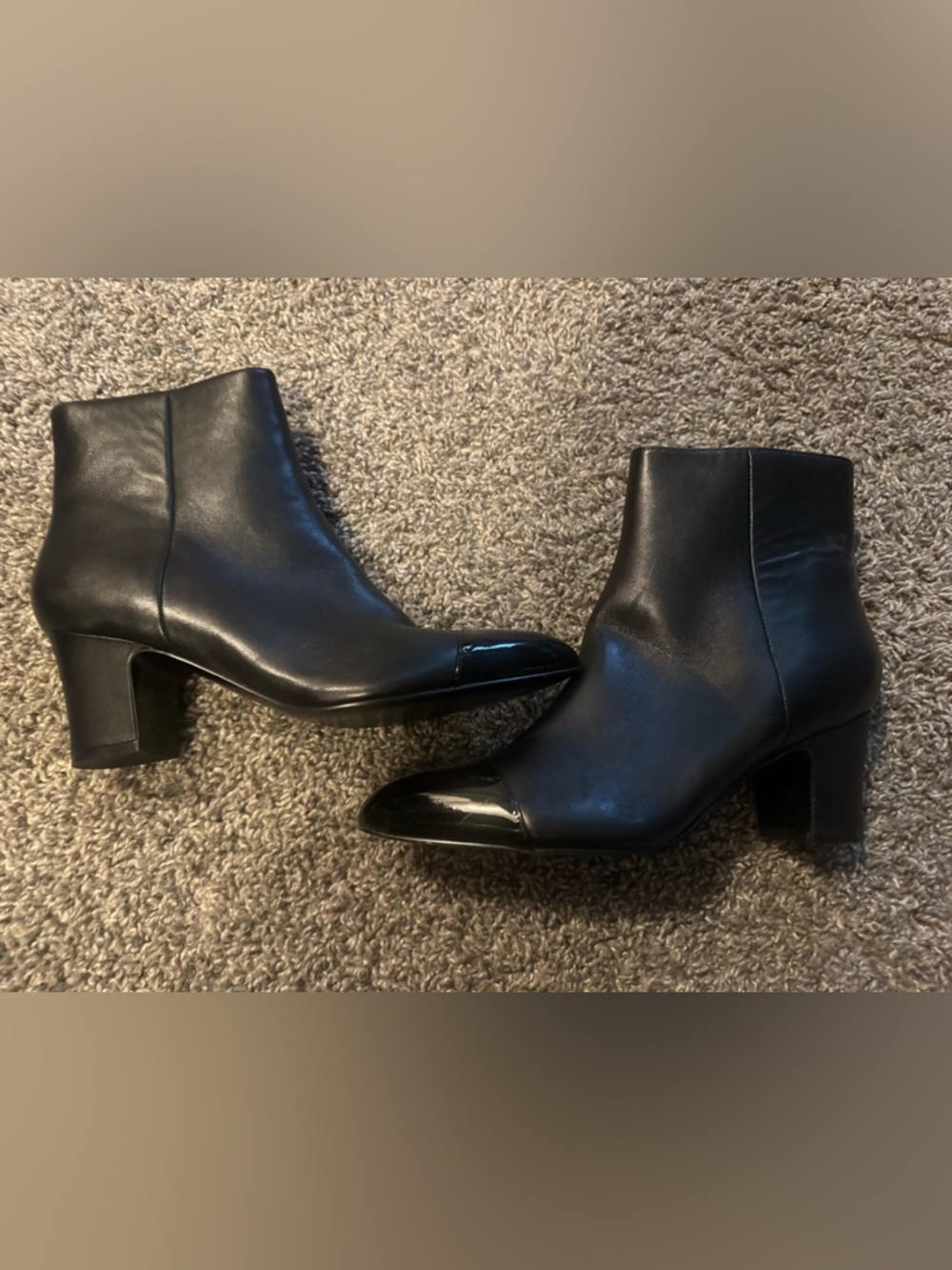 Marc Fisher Black Ankle Booties with Patent Toe
